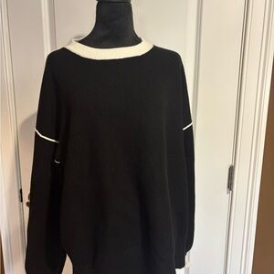 Black Sweater with White Trim